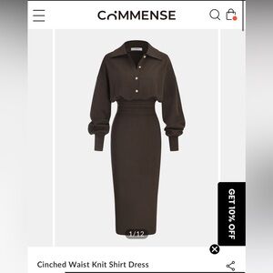 Commense Chocolate Long Sleeve Knit Dress